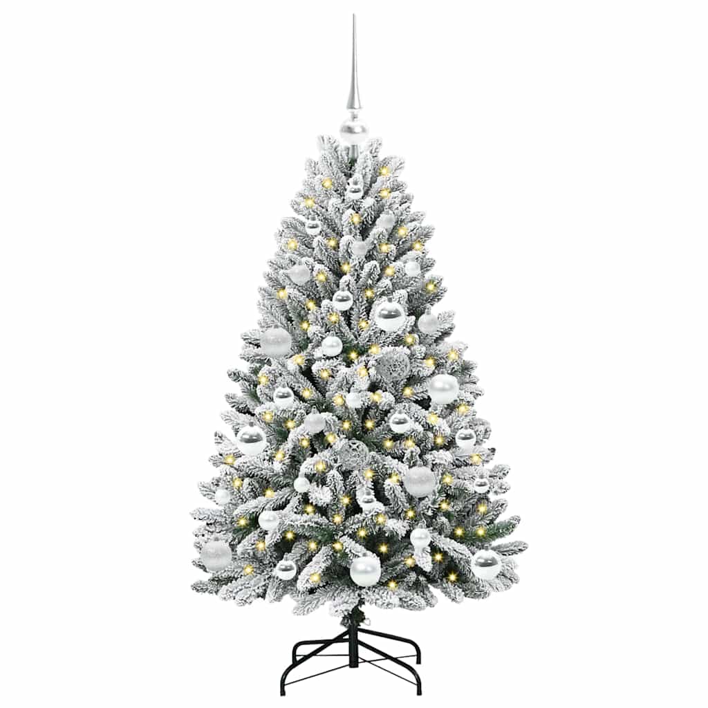 Konstgjord julgran 120 cm 150 LED-lampor Varmvit PVC och stål