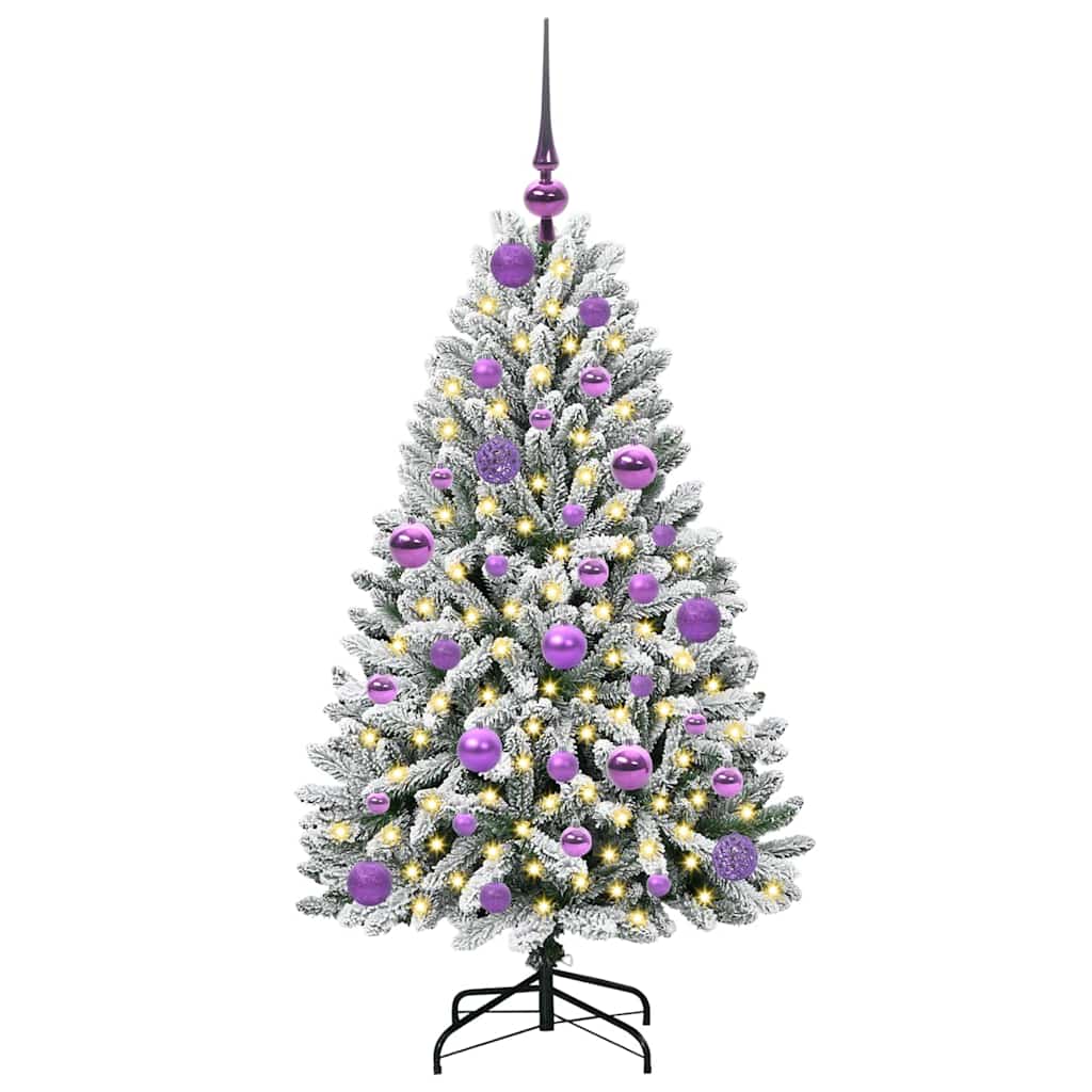Konstgjord julgran 120 cm 150 LED-lampor Varmvit PVC och stål