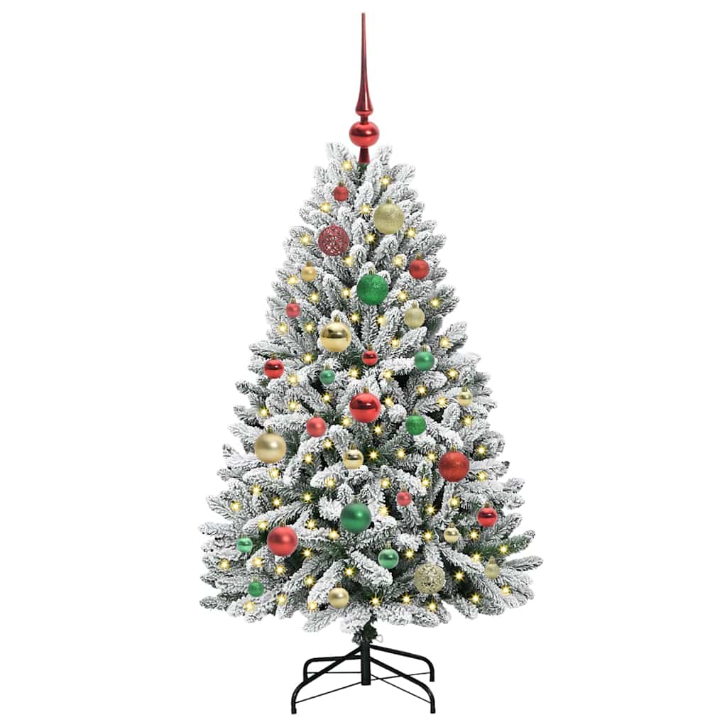Konstgjord julgran 120 cm 150 LED-lampor Varmvit PVC och stål