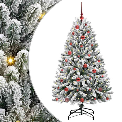 Konstgjord julgran 150 cm 150 LED-lampor Varmvit PVC och stål