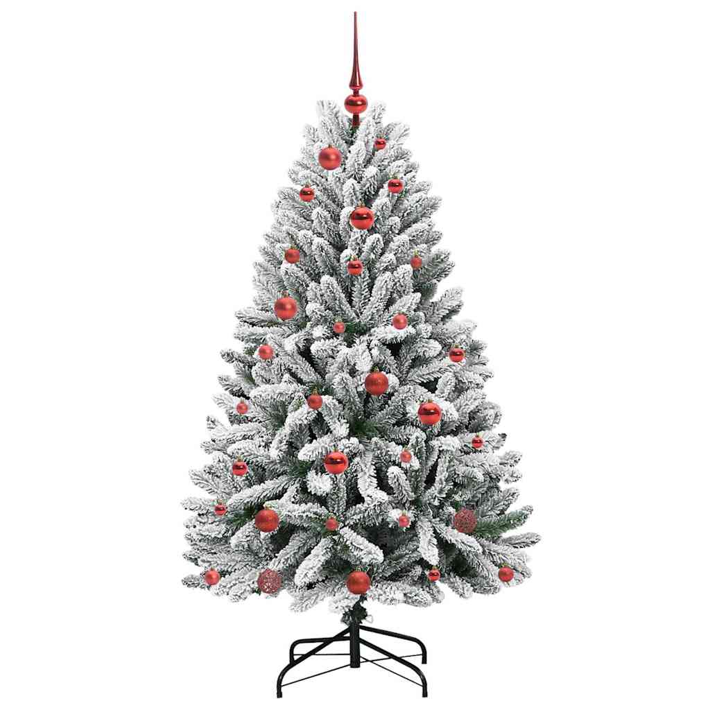 Konstgjord julgran 150 cm 150 LED-lampor Varmvit PVC och stål