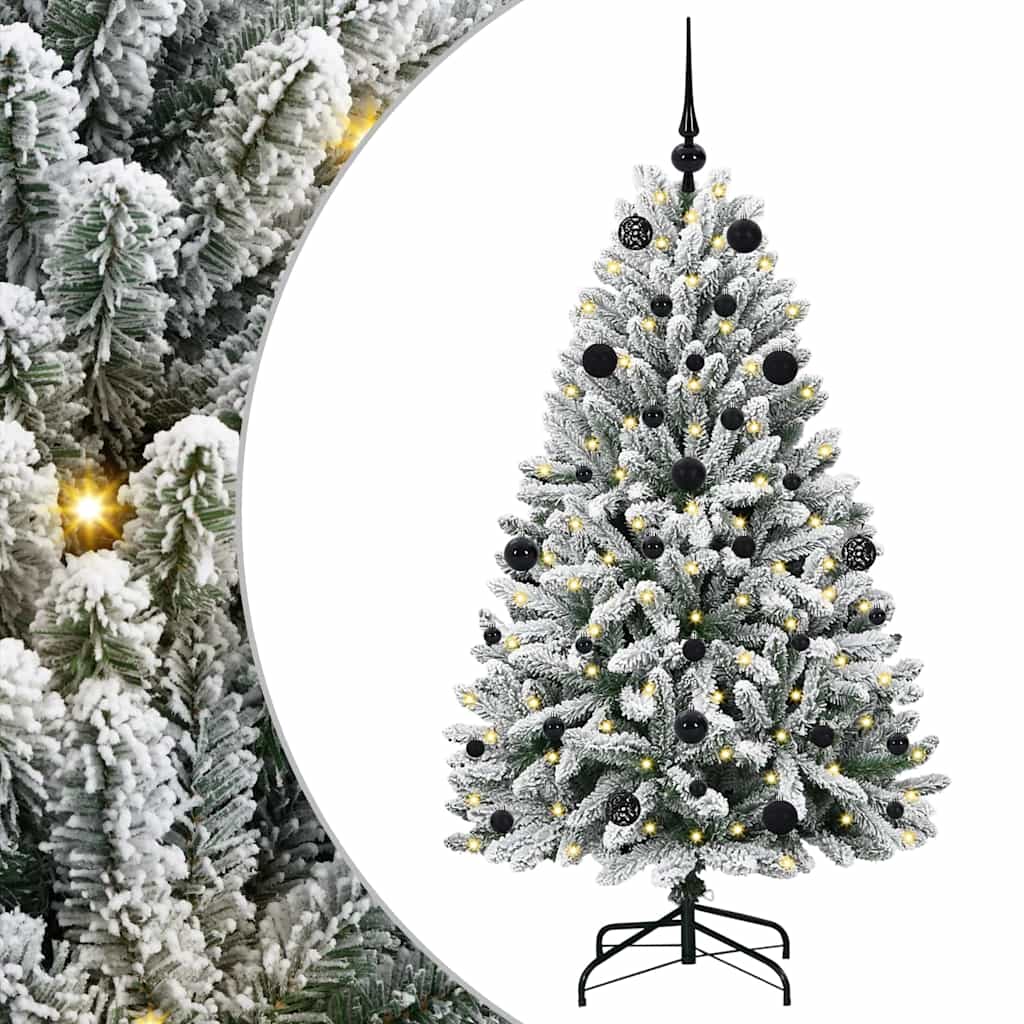 Konstgjord julgran 150 cm 150 LED-lampor Varmvit PVC och stål