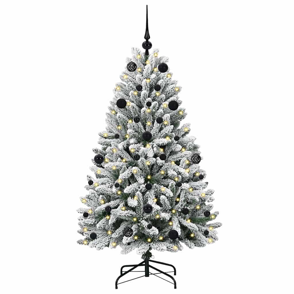 Konstgjord julgran 150 cm 150 LED-lampor Varmvit PVC och stål
