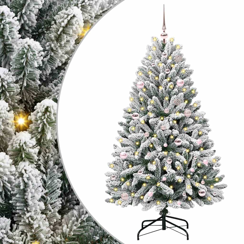 Konstgjord julgran 150 cm 150 LED-lampor Varmvit PVC och stål