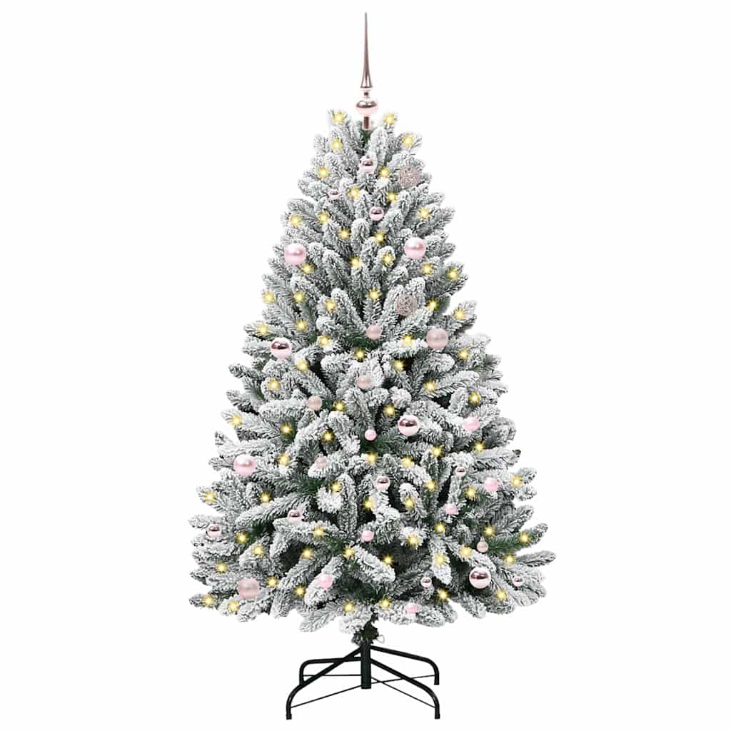Konstgjord julgran 150 cm 150 LED-lampor Varmvit PVC och stål