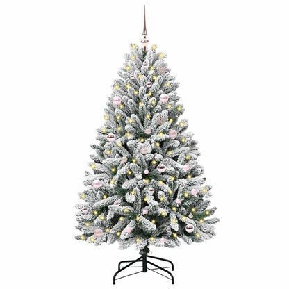 Konstgjord julgran 150 cm 150 LED-lampor Varmvit PVC och stål