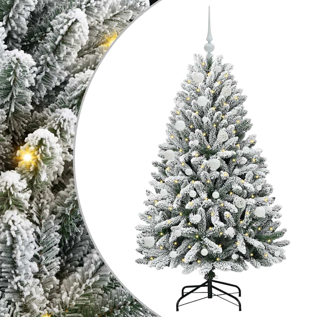 Konstgjord julgran 150 cm 150 LED-lampor Varmvit PVC och stål