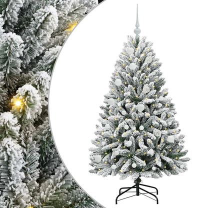 Konstgjord julgran 150 cm 150 LED-lampor Varmvit PVC och stål