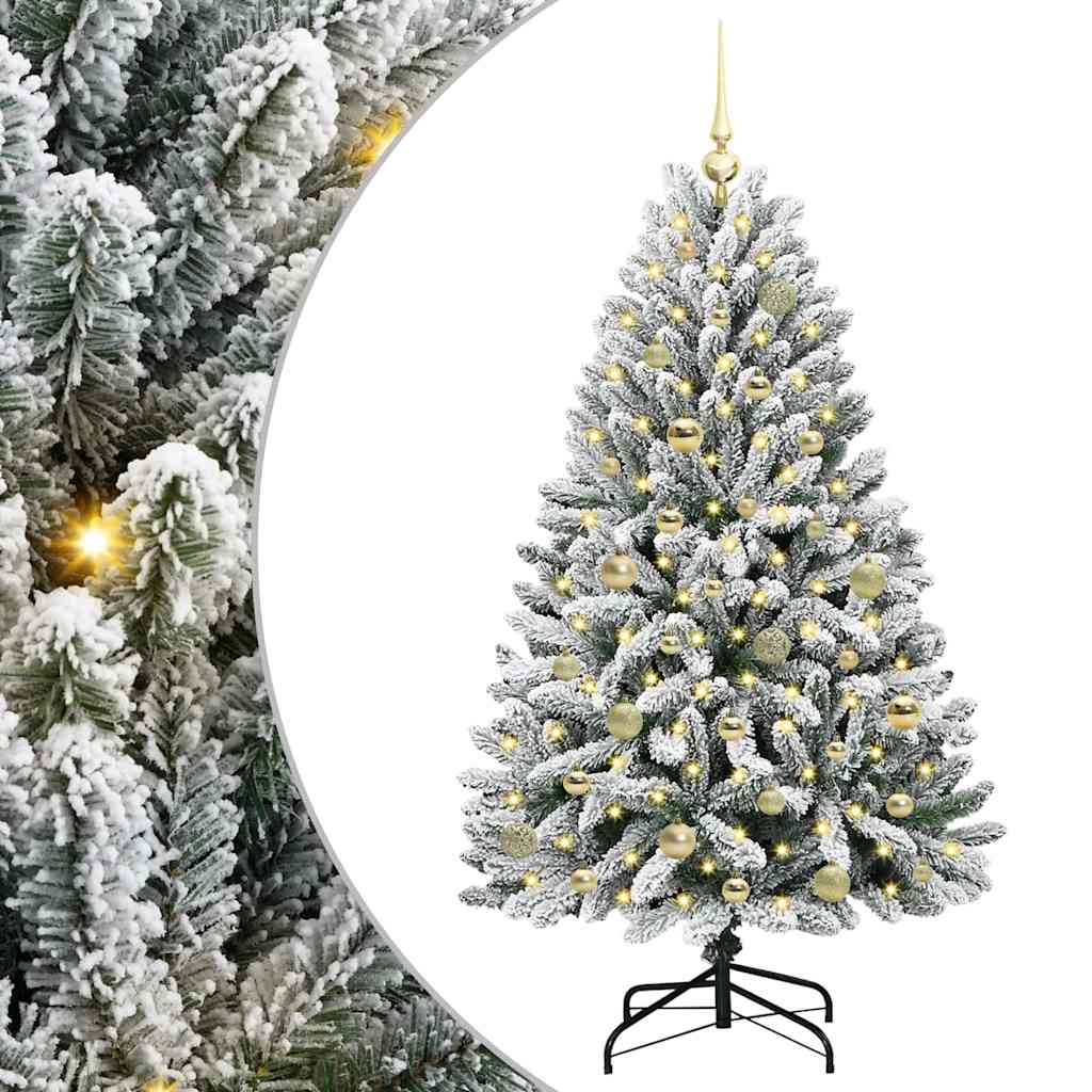 Konstgjord julgran 150 cm 150 LED-lampor Varmvit PVC och stål