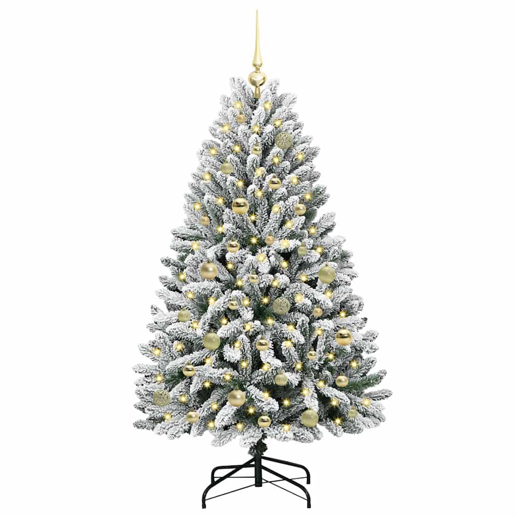 Konstgjord julgran 150 cm 150 LED-lampor Varmvit PVC och stål