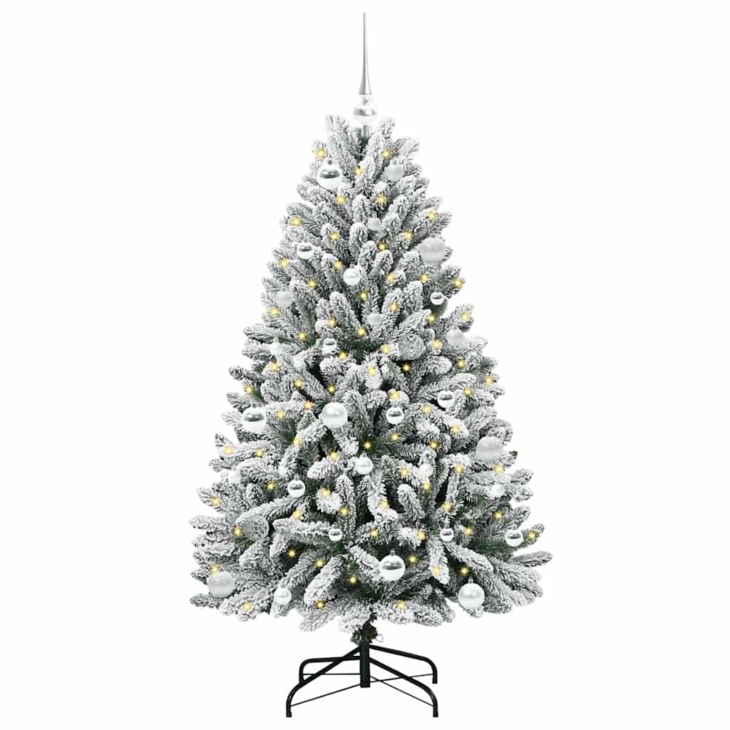 Konstgjord julgran 150 cm 150 LED-lampor Varmvit PVC och stål