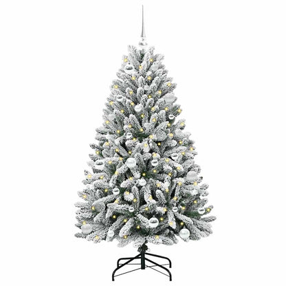 Konstgjord julgran 150 cm 150 LED-lampor Varmvit PVC och stål