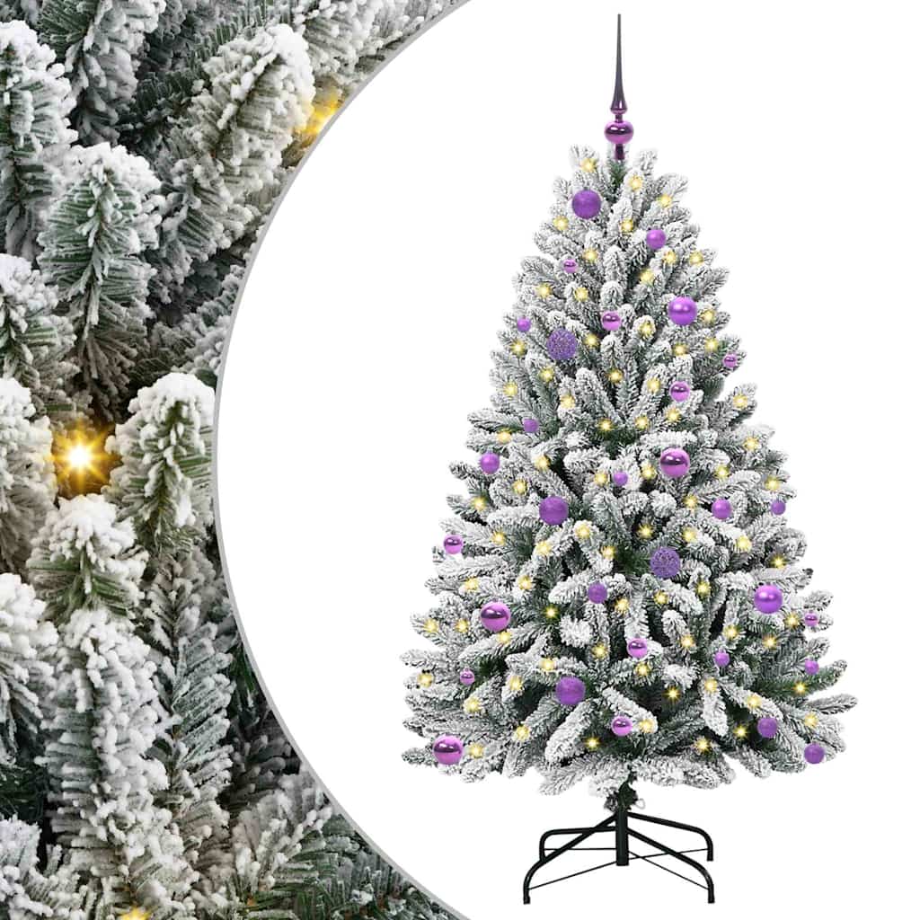 Konstgjord julgran 150 cm 150 LED-lampor Varmvit PVC och stål