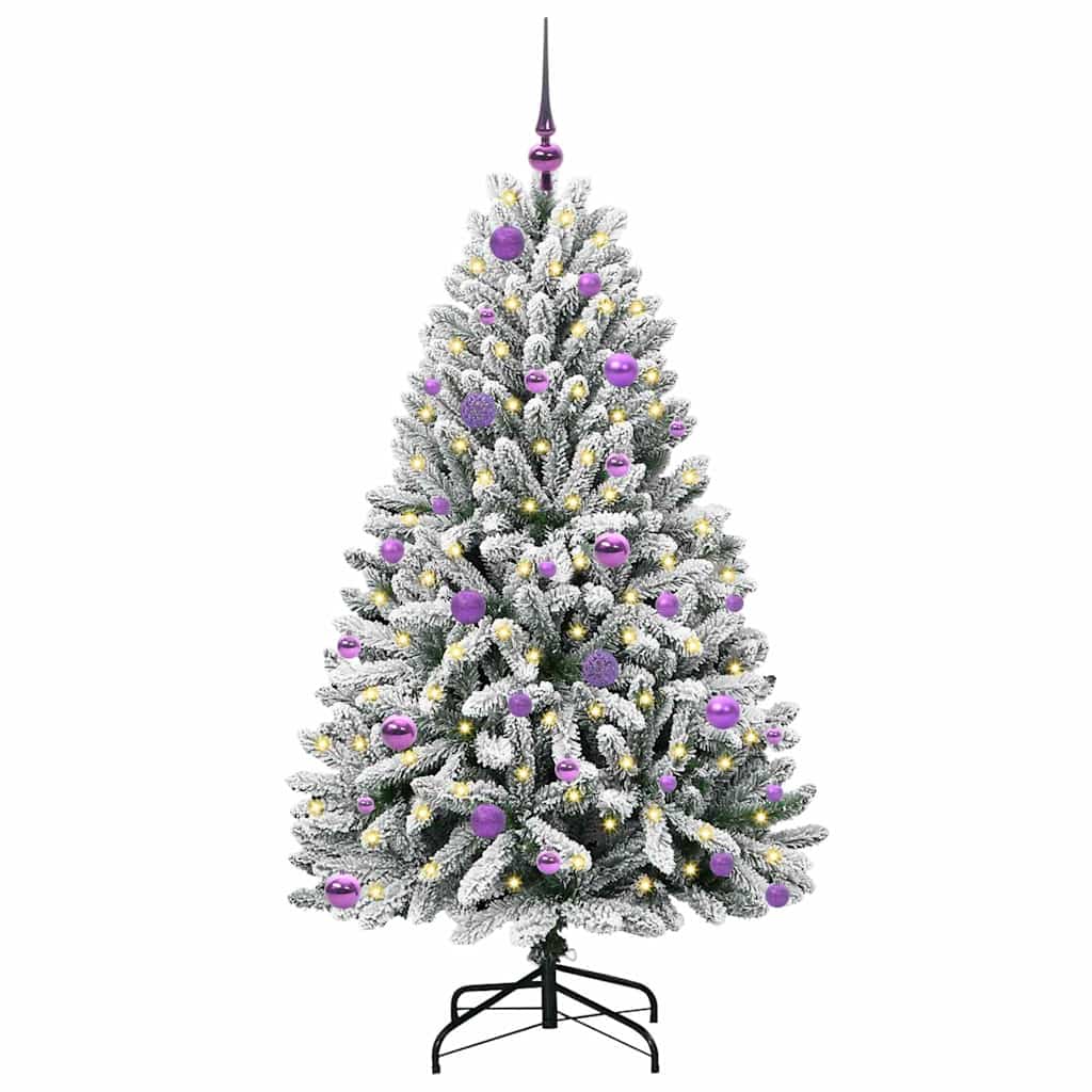 Konstgjord julgran 150 cm 150 LED-lampor Varmvit PVC och stål