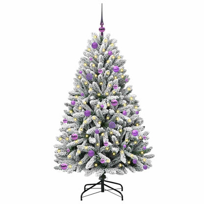 Konstgjord julgran 150 cm 150 LED-lampor Varmvit PVC och stål