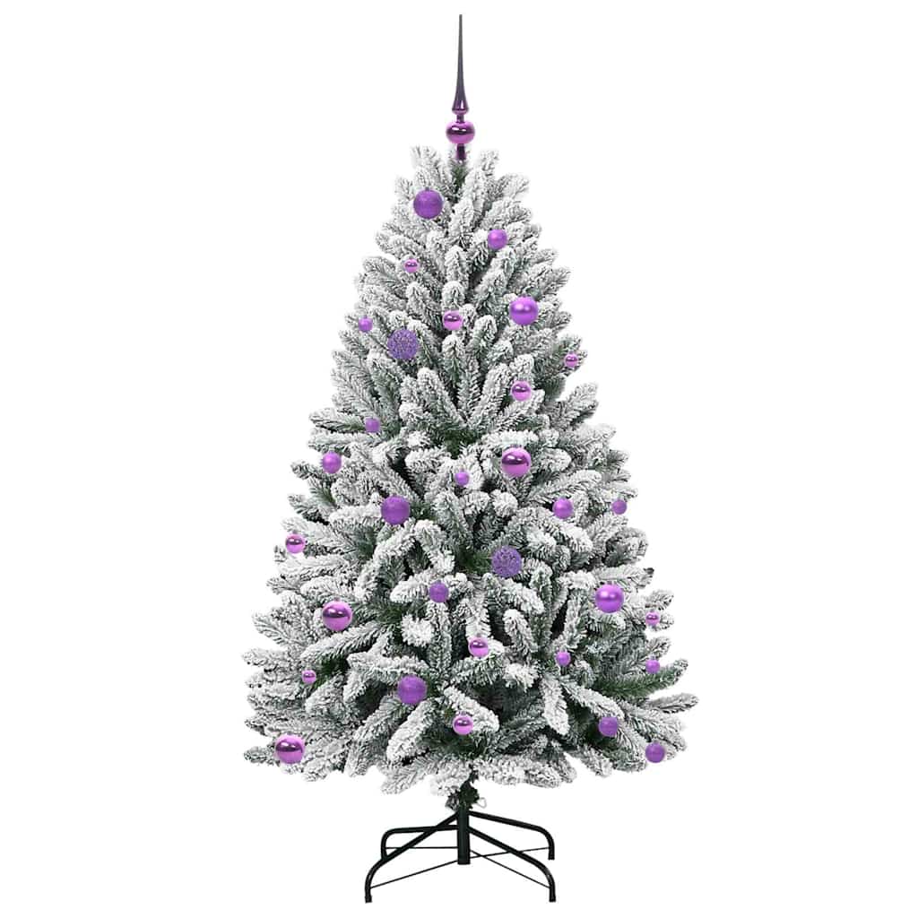 Konstgjord julgran 150 cm 150 LED-lampor Varmvit PVC och stål