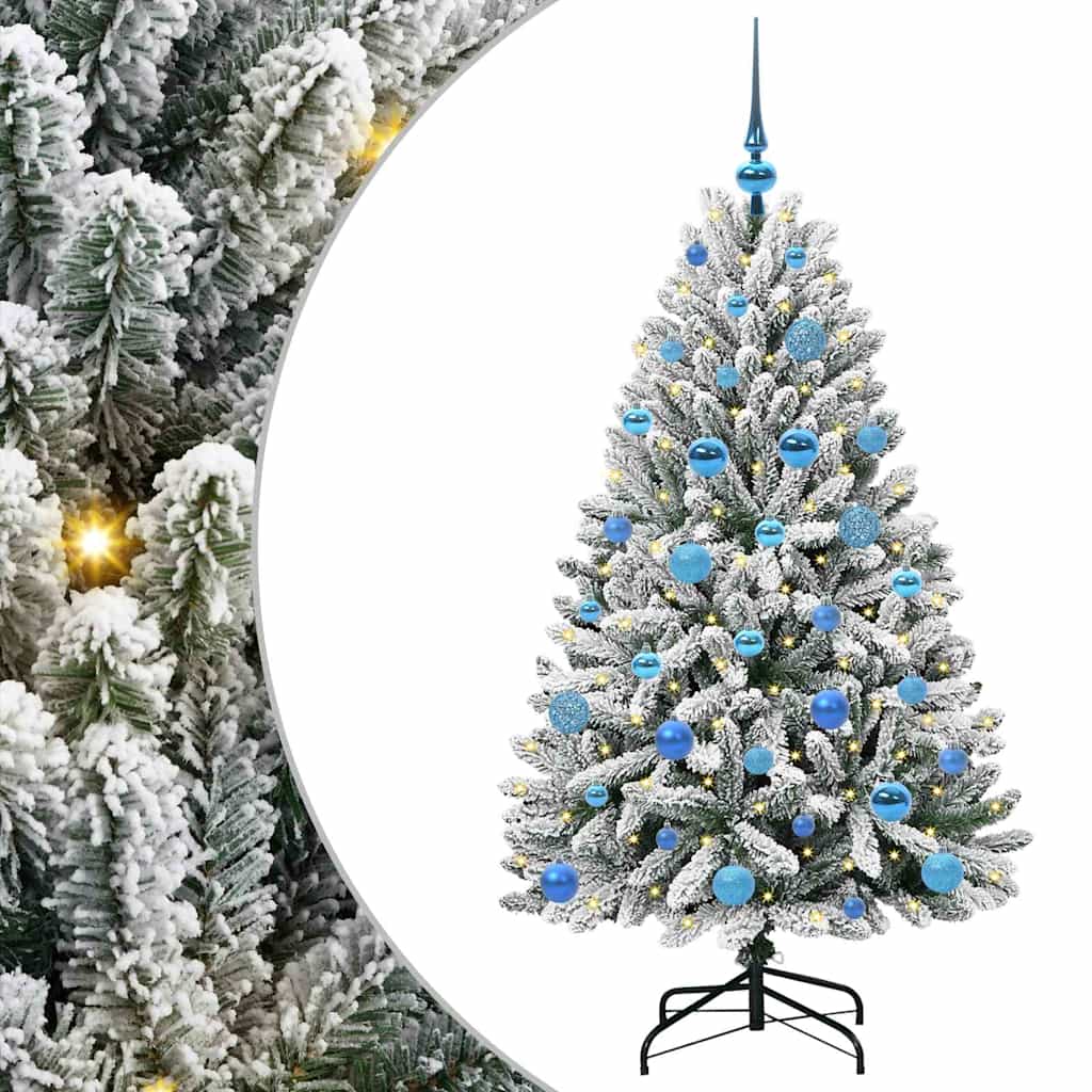 Konstgjord julgran 150 cm 150 LED-lampor Varmvit PVC och stål