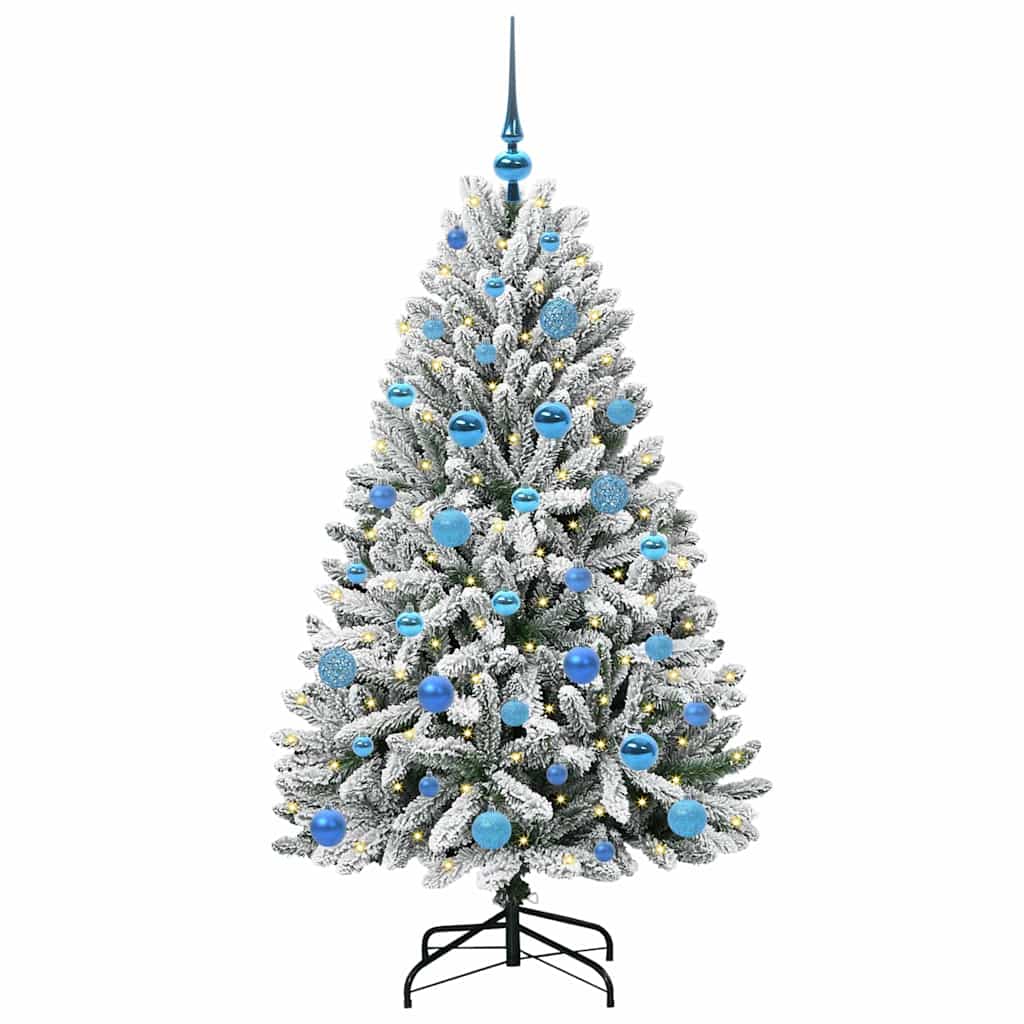 Konstgjord julgran 150 cm 150 LED-lampor Varmvit PVC och stål