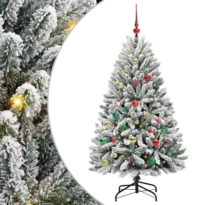Konstgjord julgran 150 cm 150 LED-lampor Varmvit PVC och stål