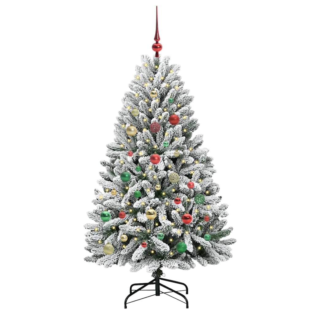 Konstgjord julgran 150 cm 150 LED-lampor Varmvit PVC och stål