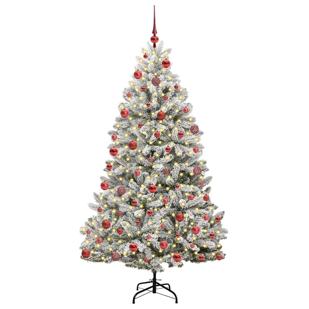 Konstgjord julgran 180 cm 300 LED-lampor Varmvit PVC och stål