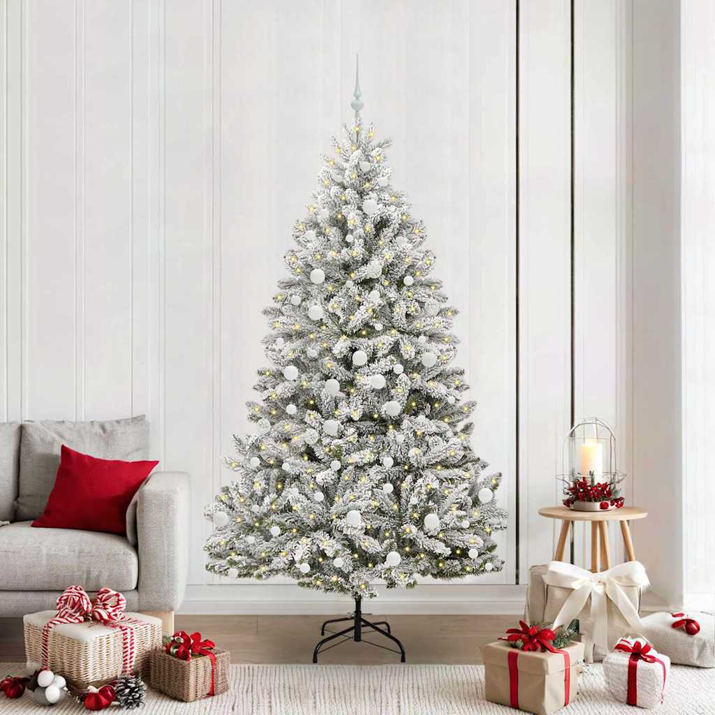 Konstgjord julgran 210 cm 300 LED-lampor Varmvit PVC och stål