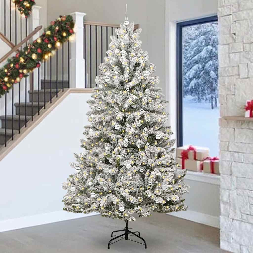 Konstgjord julgran 270 cm 300 LED-lampor Varmvit PVC och stål