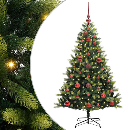 Konstgjort Fällbart Julträd 150 LEDs Grön 120 cm PVC och PE