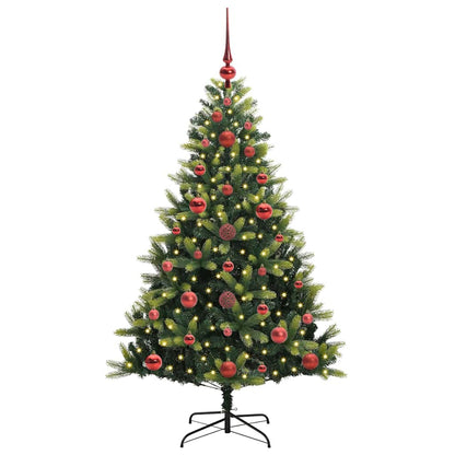 Konstgjort Fällbart Julträd 150 LEDs Grön 120 cm PVC och PE