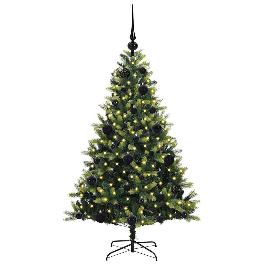Konstgjort Fällbart Julträd 150 LEDs Grön 120 cm PVC och PE