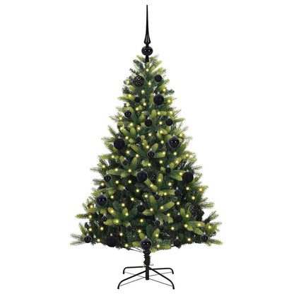 Konstgjort Fällbart Julträd 150 LEDs Grön 120 cm PVC och PE