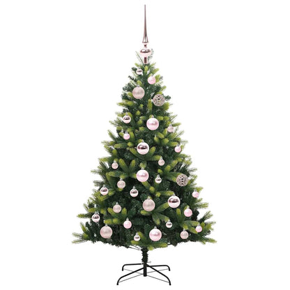 Konstgjort Fällbart Julträd 150 LEDs Grön 120 cm PVC och PE