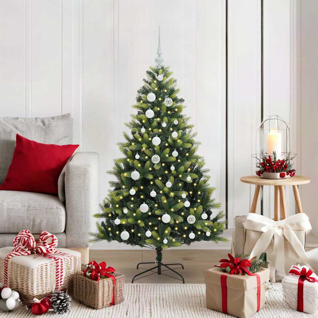 Konstgjort Fällbart Julträd 150 LEDs Grön 120 cm PVC och PE
