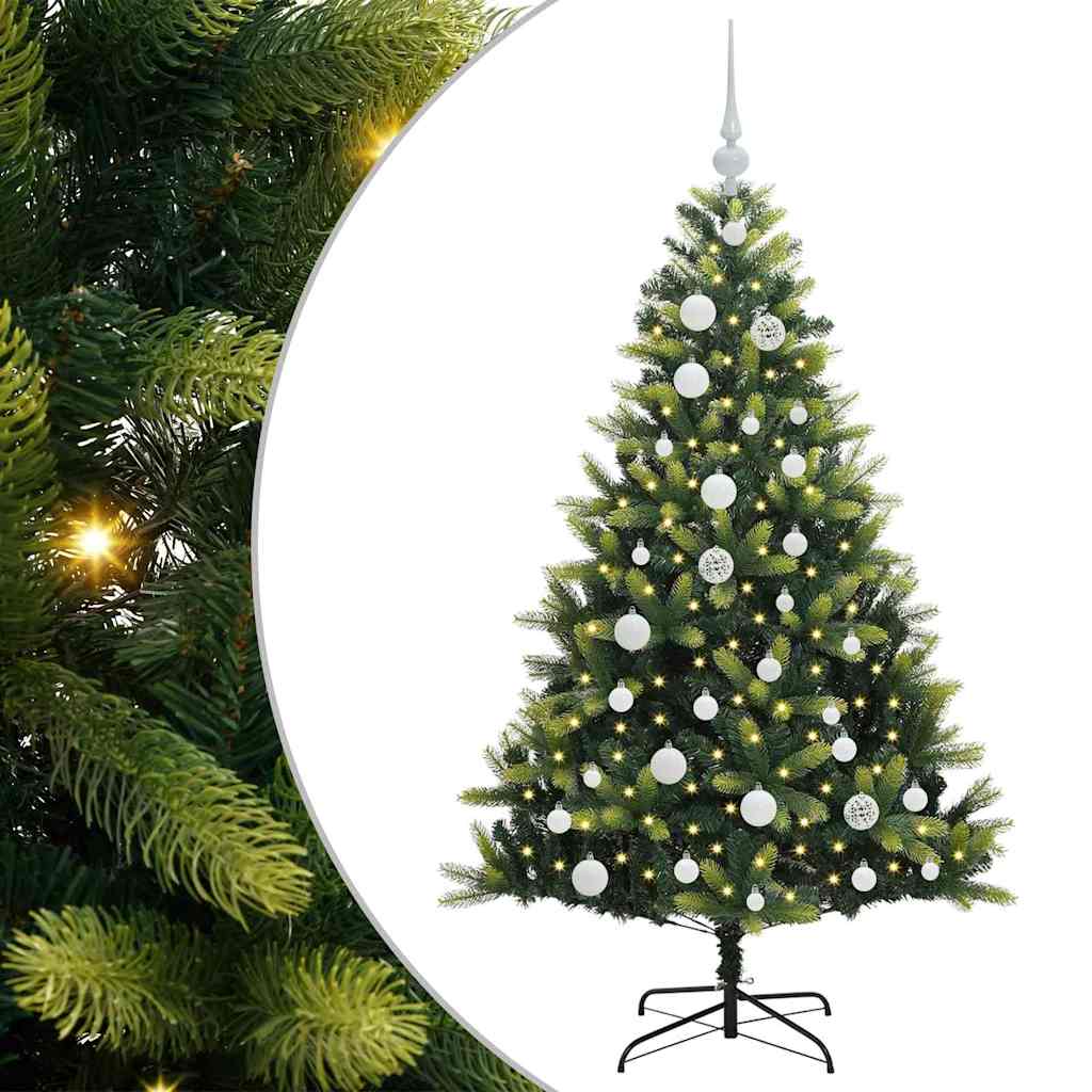 Konstgjort Fällbart Julträd 150 LEDs Grön 120 cm PVC och PE