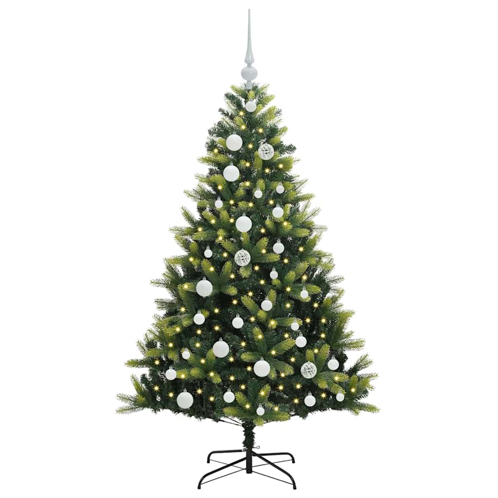 Konstgjort Fällbart Julträd 150 LEDs Grön 120 cm PVC och PE