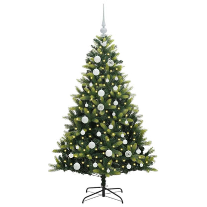 Konstgjort Fällbart Julträd 150 LEDs Grön 120 cm PVC och PE
