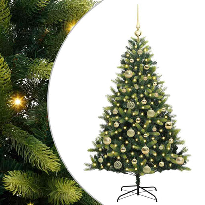 Konstgjort Fällbart Julträd 150 LEDs Grön 120 cm PVC och PE
