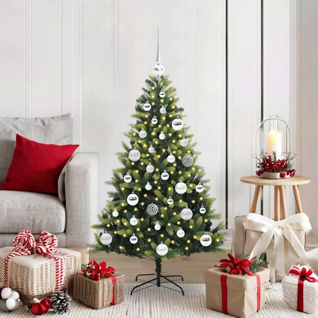 Konstgjort Fällbart Julträd 150 LEDs Grön 120 cm PVC och PE