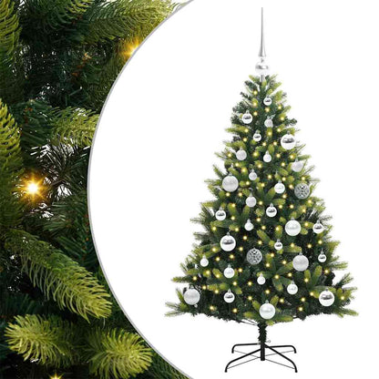 Konstgjort Fällbart Julträd 150 LEDs Grön 120 cm PVC och PE