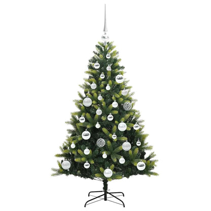 Konstgjort Fällbart Julträd 150 LEDs Grön 120 cm PVC och PE