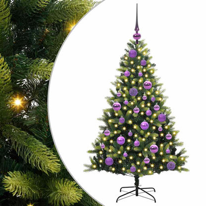 Konstgjort Fällbart Julträd 150 LEDs Grön 120 cm PVC och PE