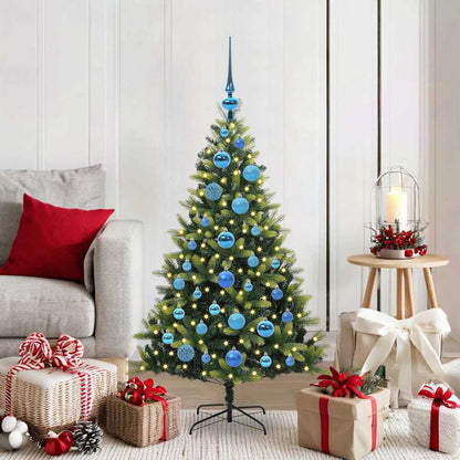 Konstgjort Fällbart Julträd 150 LEDs Grön 120 cm PVC och PE