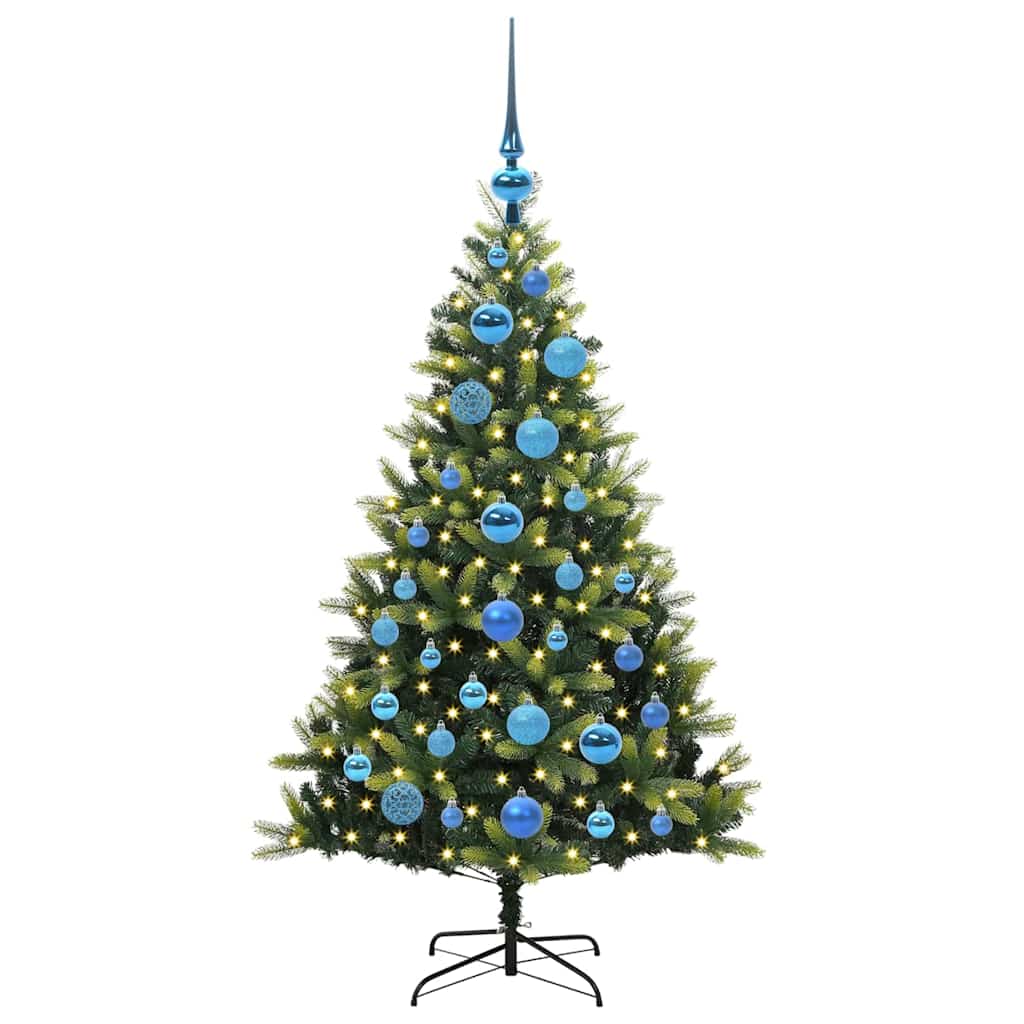 Konstgjort Fällbart Julträd 150 LEDs Grön 120 cm PVC och PE