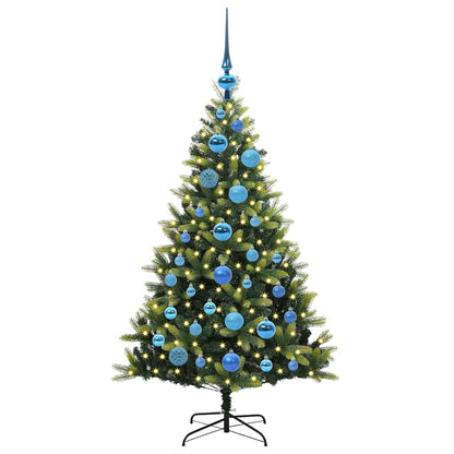 Konstgjort Fällbart Julträd 150 LEDs Grön 120 cm PVC och PE
