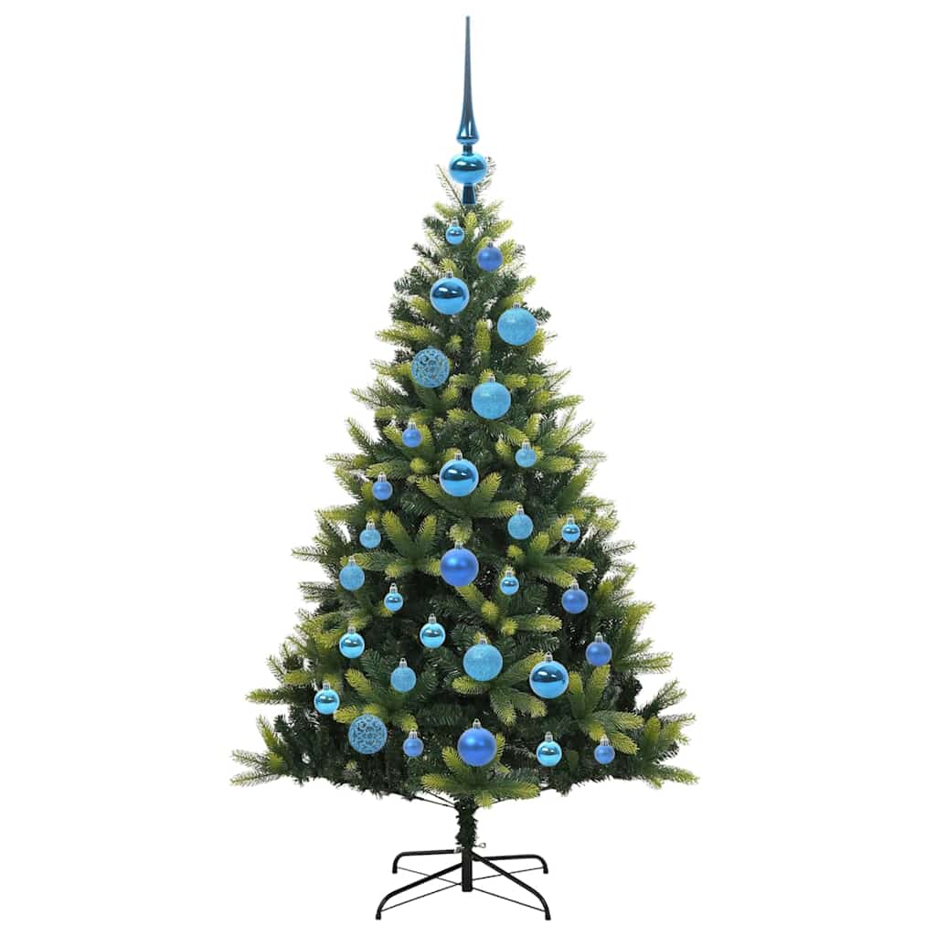 Konstgjort Fällbart Julträd 150 LEDs Grön 120 cm PVC och PE