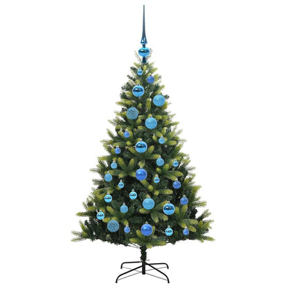 Konstgjort Fällbart Julträd 150 LEDs Grön 120 cm PVC och PE