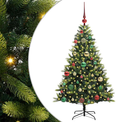 Konstgjort Fällbart Julträd 150 LEDs Grön 120 cm PVC och PE