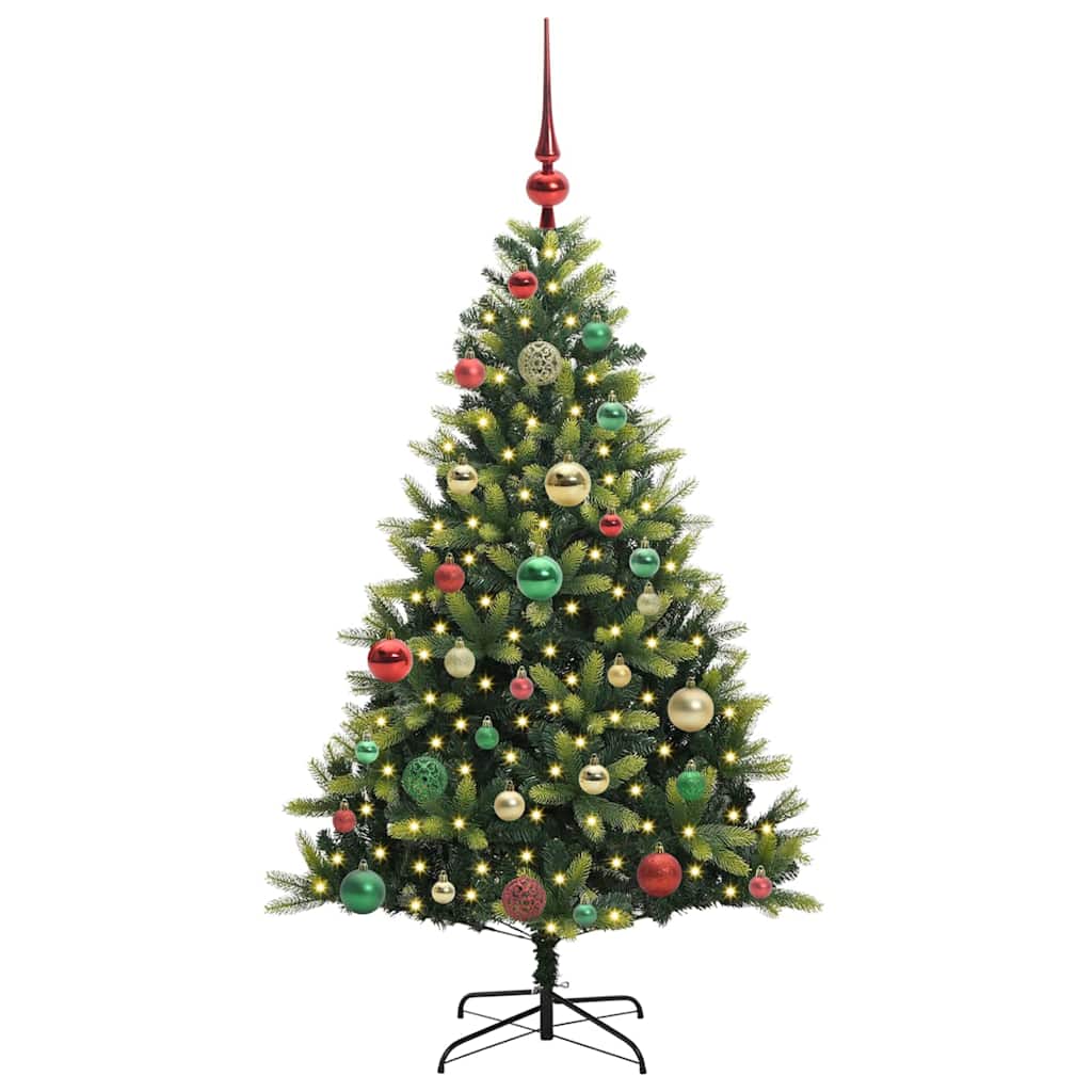 Konstgjort Fällbart Julträd 150 LEDs Grön 120 cm PVC och PE
