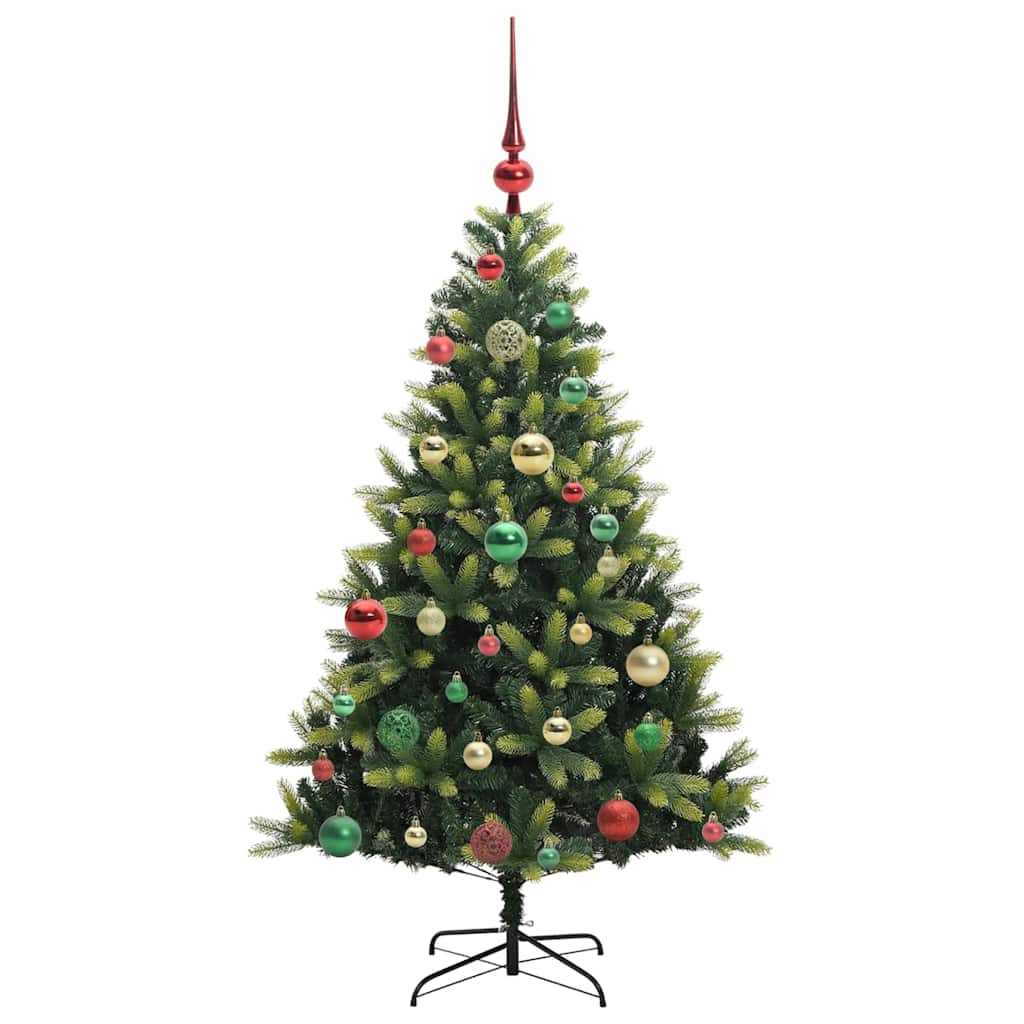 Konstgjort Fällbart Julträd 150 LEDs Grön 120 cm PVC och PE