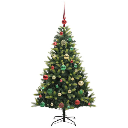 Konstgjort Fällbart Julträd 150 LEDs Grön 120 cm PVC och PE